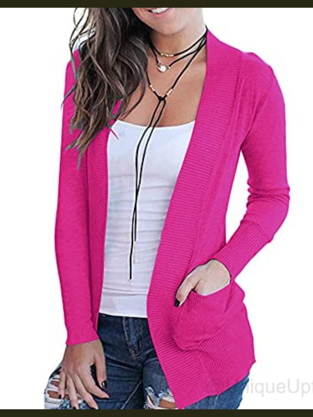 Open Front Long Sleeve Knit Cardigan with Pockets Lightweight